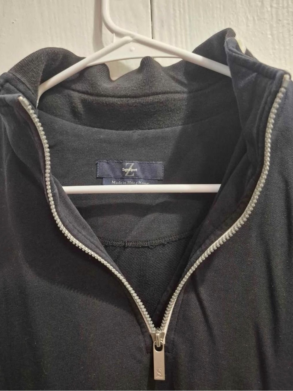 Zegna Sport Black Quarter Zip Men's Pullover